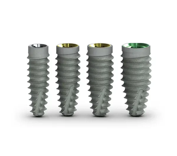 A close-up of BioHorizons dental implants, showcasing their advanced design and innovative Laser-Lok® surface technology for superior osseointegration.
